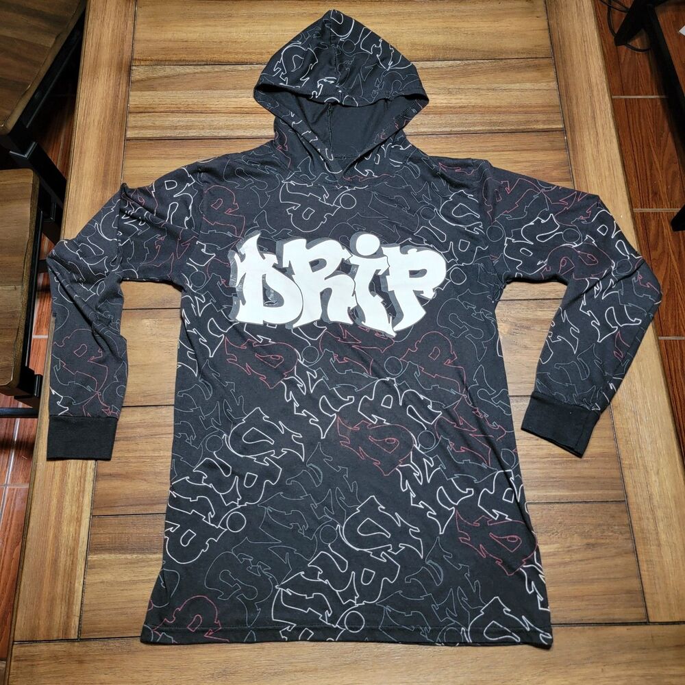 OG Hustle by Bailey Apparel DRIP Long Sleeve Tee w/ Hood - Size Medium